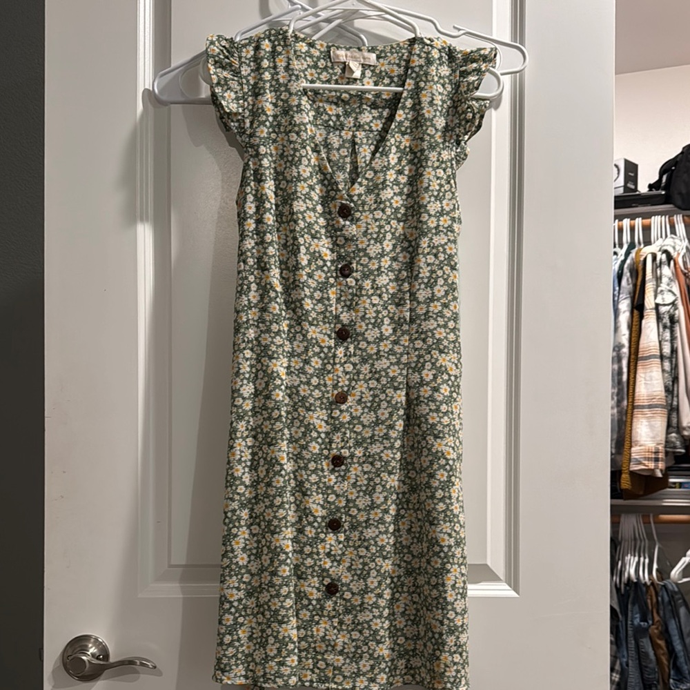 Monteau Green and White Ruffled Tiered Sundress